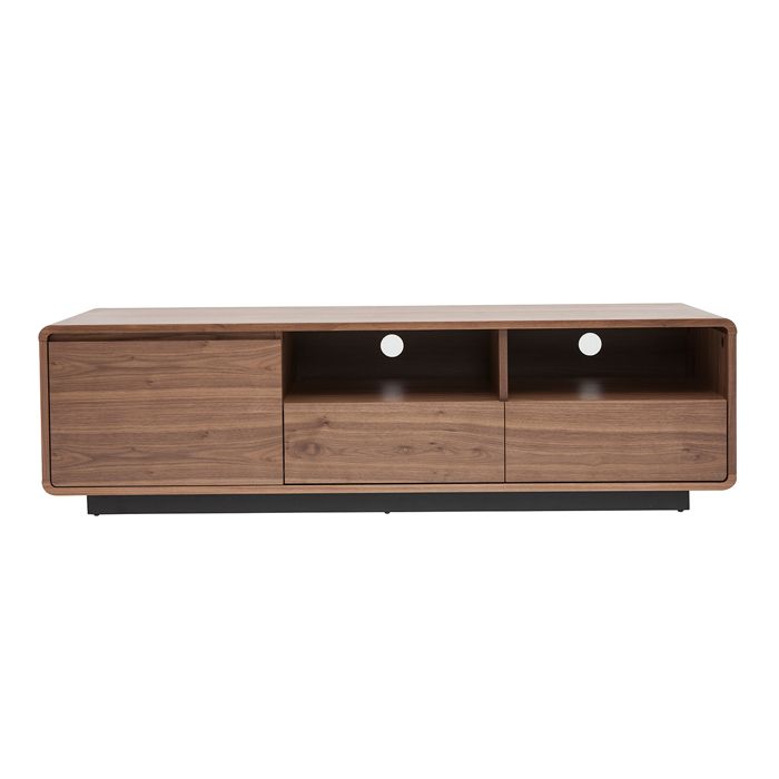 Miliboo - Meuble TV vintage en bois foncé noyer et métal noir L160 cm JAKO