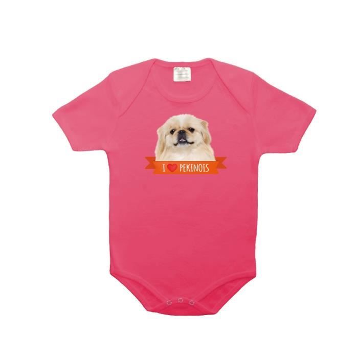 Body Bebe 100 Coton I Love Pekinois Rose 18 23 Mois Rose Cdiscount Pret A Porter