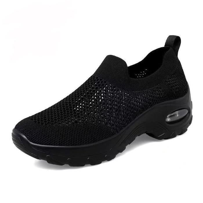 Sandales Basket Femme Chaussure Marche Sport Travail Casual Fitness Gym Sneakers nu pieds Mode Sandales d ete Femme Chaussure noir Noir Cdiscount Chaussures