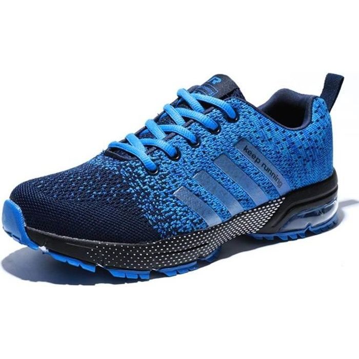 Chaussures de Sport - Running - Homme - Bleu - Respirantes - Athlétique -  Sneakers Courtes - Fitness - Tennis