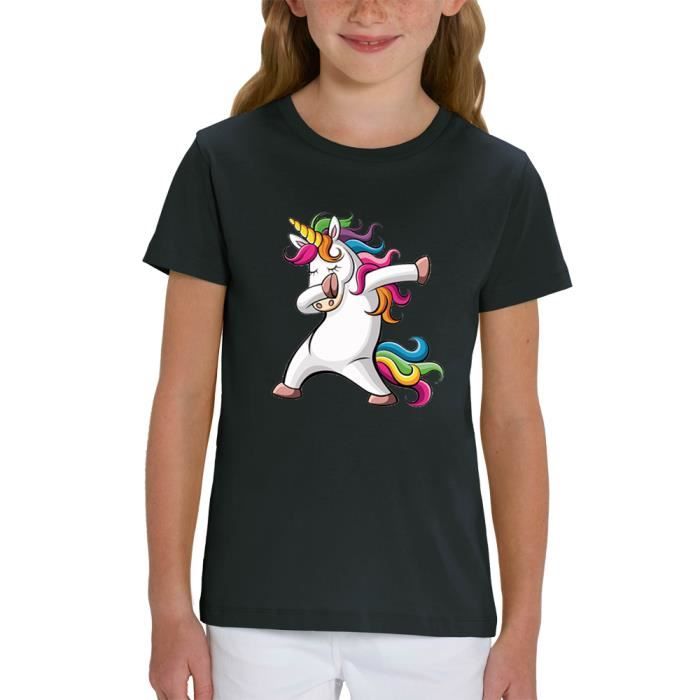 T Shirt Licorne Dab Pixel Evolution Enfant