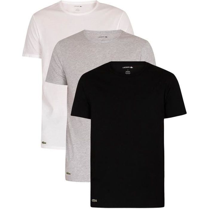 Lacoste Pour des hommes Lot de 3 t shirts de detente Essentials Multicolore Multicolore Cdiscount Pret a Porter