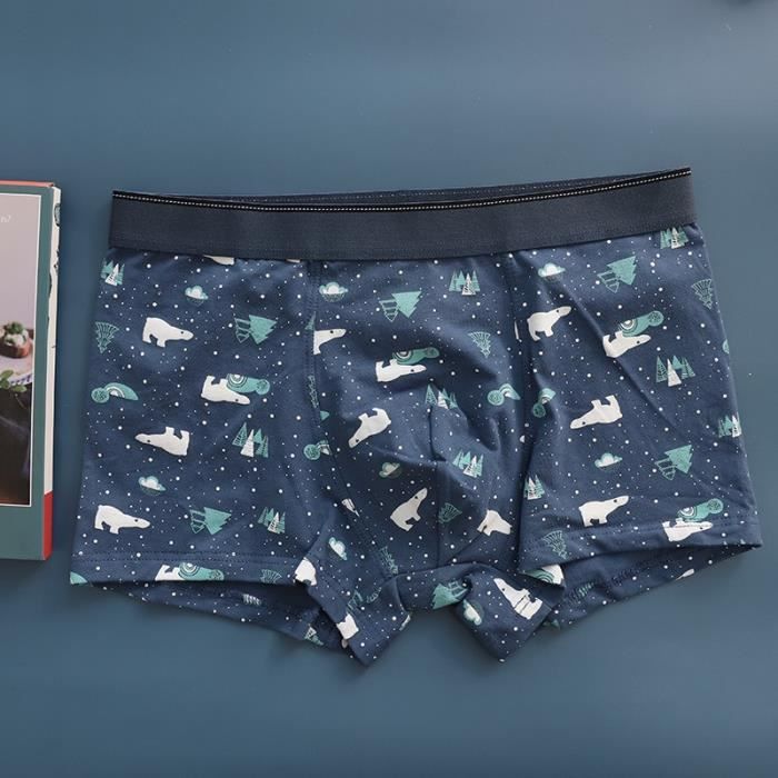 Boxer Homme QWUVEDS - Coton élasthanne - Imprimé Tendance - Confortable Et Respirant