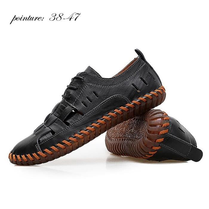 Moccasin homme Loisirs En Cuir Marque De Luxe chaussure Respirant chaussures  Cuir Nouvelle Mode Moccasin 2018 ete Taille 38-47 Noir - Cdiscount  Chaussures