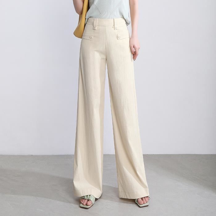 Pantalon lin melange deals femme