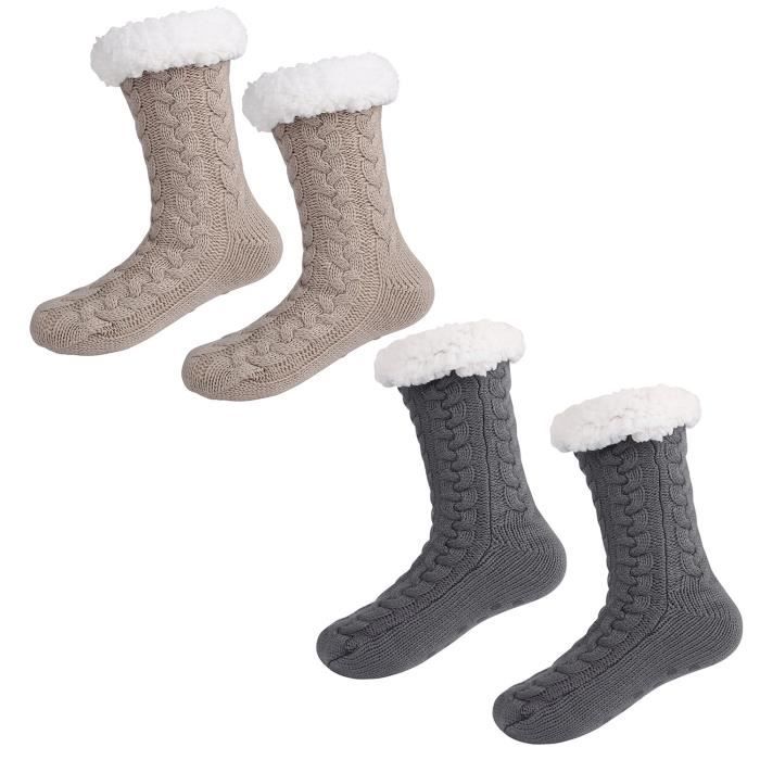 Chaussettes Chaudes Snocks – Lot De 2 Paires – Pour Femmes Et Hommes – Laine Douce, élastique Confortable – Idéales Pour L'intérieur Et L'extérieur