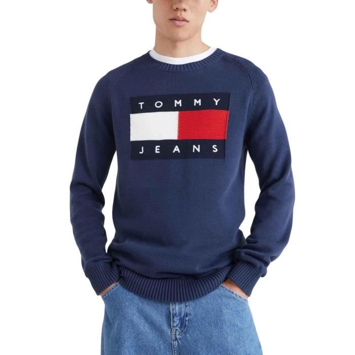 Pull tommy jeans bleu on sale