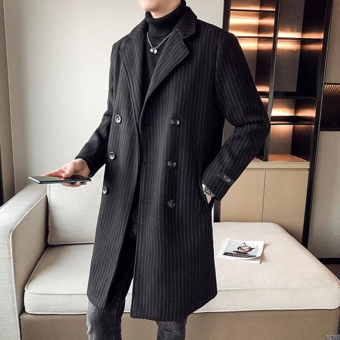 Manteau caban Manteau Double boutonnage en laine solide pour
