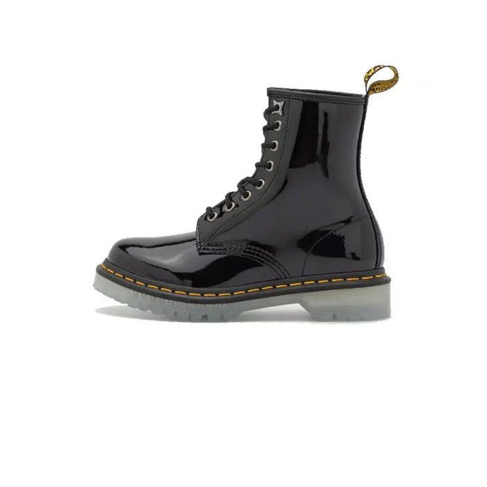 Botte Dr Martens 1460-ICED LEATHER - Noir - Tige en cuir - Fermeture à lacets - Semelle en caoutchouc