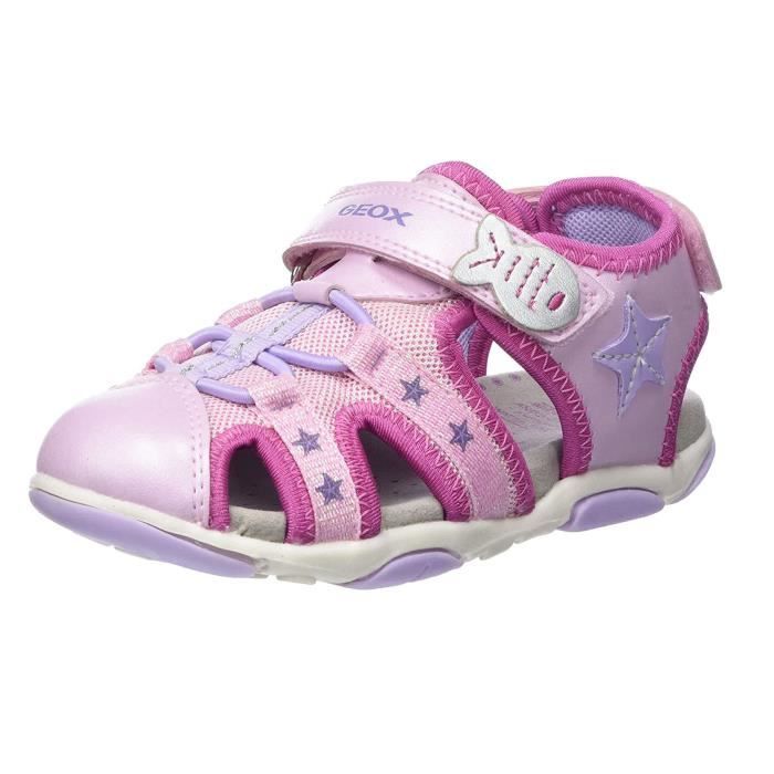 chaussures bebe fille a scratch decor fleurs - geox rose