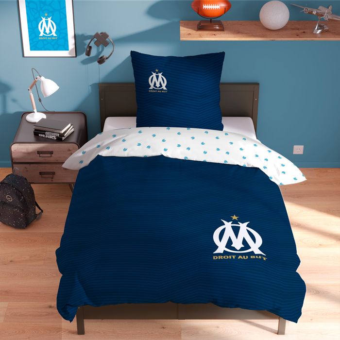 Parure De Lit 100% Coton égyptien – 1200 Fils – Olympic Queen – Rayures Bleues – Luxe
