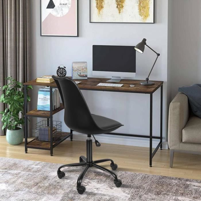 Chaise de Bureau - PEACHES - Rembourrage en Mousse Souple - Noir - 1 Place - A Roulettes