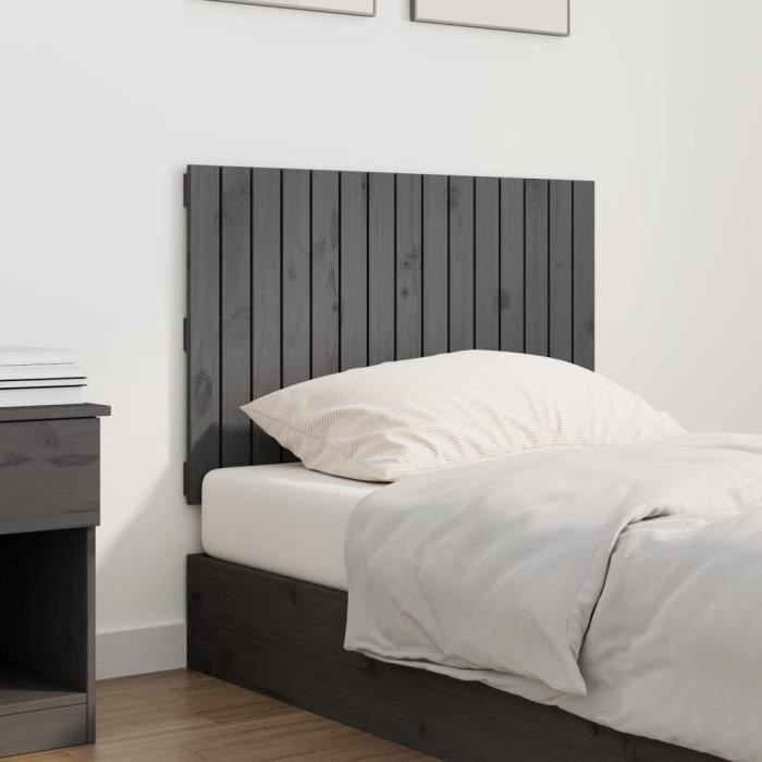 VidaXL Tête De Lit Murale Bois Massif Pin Gris – 126x3x63 Cm, Panneau Lit Élégant Et Soutien Dos Chambre