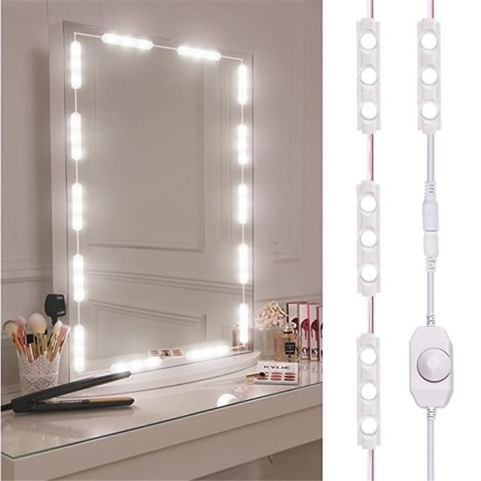 Alucy 3 mètres Lumière de Miroir Lampe pour Miroir 10 LEDs Kit de Lumière LED avec USB Powered pour Miroir Miroir Non Inclus Maquillage Salle de Bain 