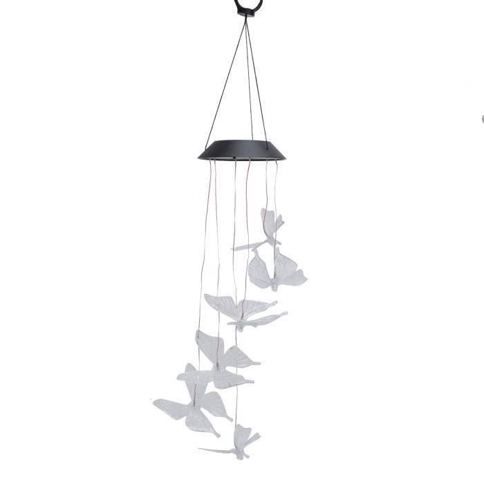 Lampe Solaire Carillon Éolien LED Colorée – Jardin & Terrasse, Lumière Changeante, Design Élégant Noir