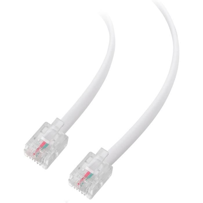 Pack De 2 Câble Téléphonique De 5M (Cable Rj11 Vers Rj11) Pour ...
