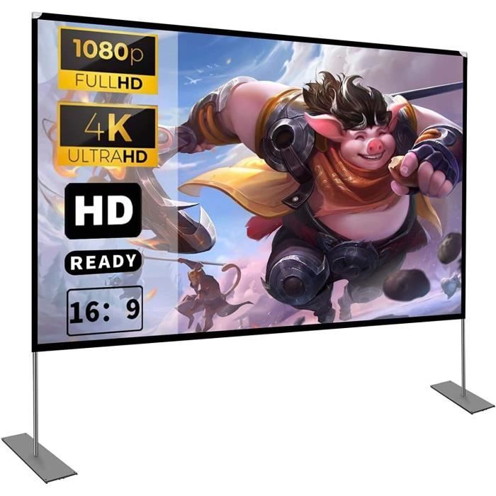 Écran De Projection 100 Pouces 4K HD 16:9 Pliable Et Portable - Double Face, Anti-Rides - Pour Cinéma Maison Ou Plein Air