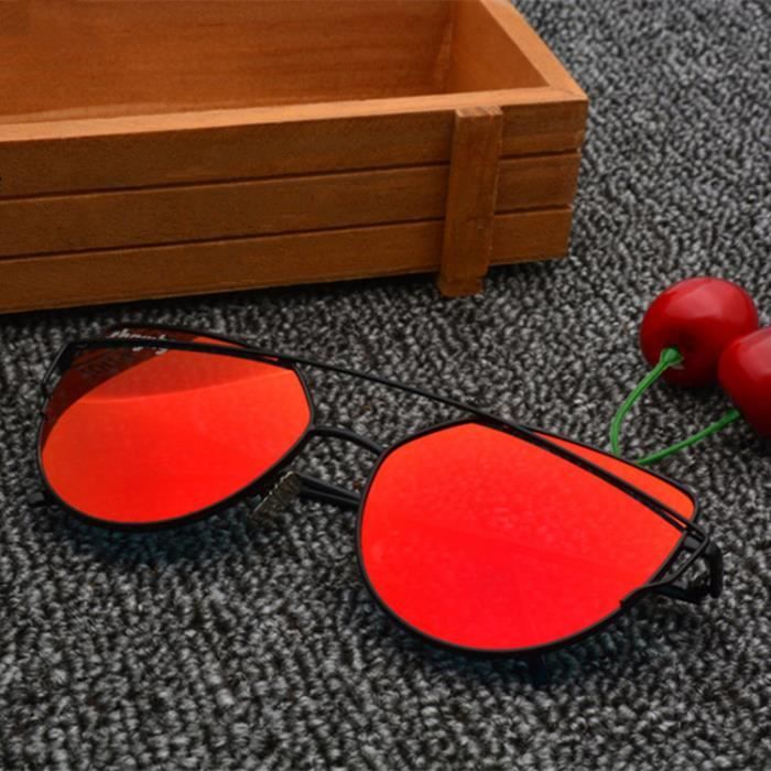 Lunette de soleil femme marque de luxe ronde rouge