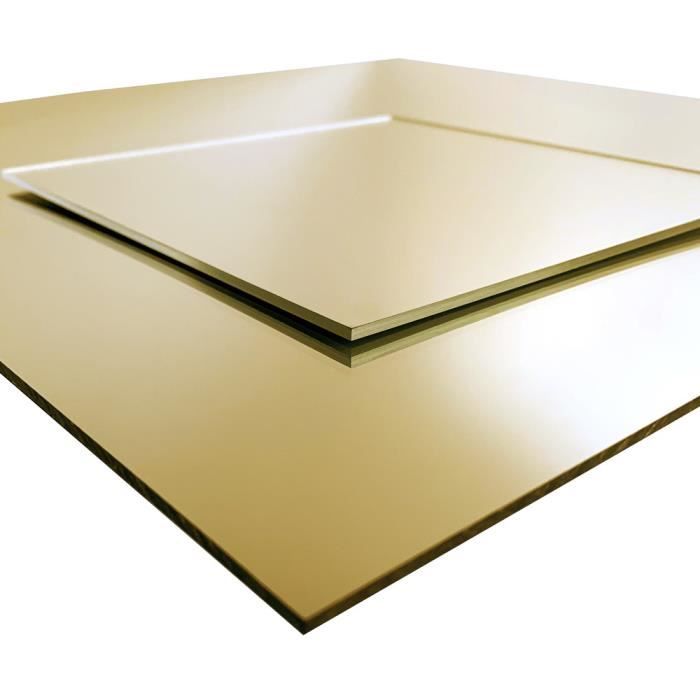 Plaque Plexigglas miroir or 3 mmBords droits800 x 700 mm 800 x 700 mm Bords Droits