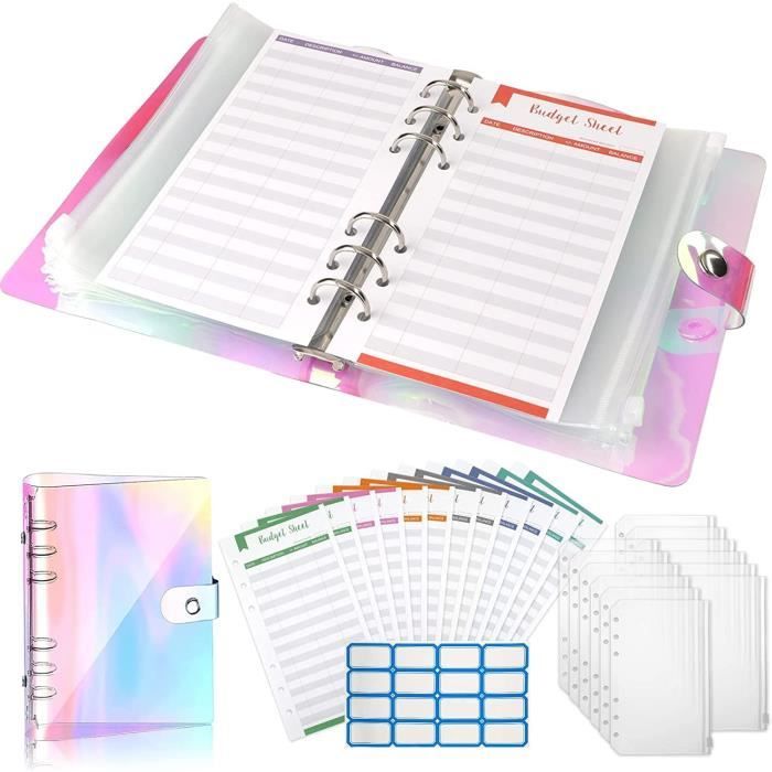 Classeur Transparent A6 Pailleté - 6 Anneaux - Protège Cahiers, Agendas - Fourniture De Bureau Et Voyage