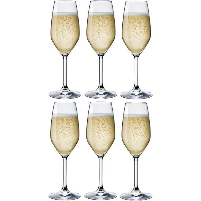 Lot De 6 Flûtes à Champagne Bormioli Rocco - Verres Élégants Sans Plomb