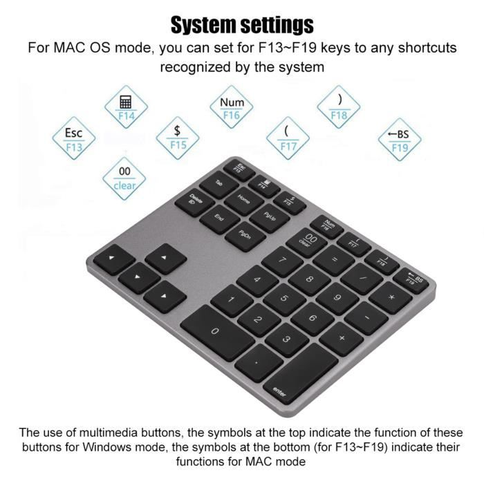 Pavé numérique – TBEST – BT308 – 35 touches – Ultra fin – Bluetooth 5.0
