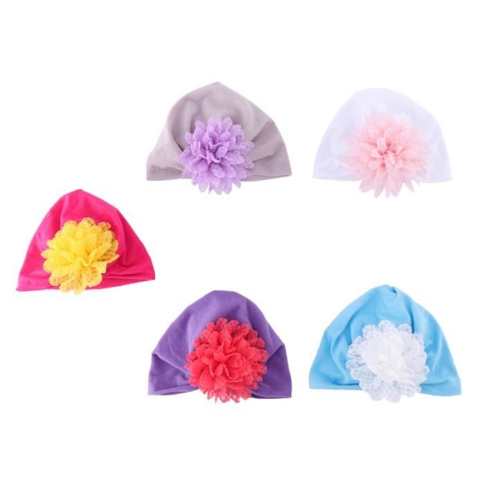 5 Pieces Chapeau De Fleur Indienne Enfants Infantile Bebe Tete Foulard Doux Chapeaux Turban Bonnet Parure De Lit Bebe Cdiscount Pret A Porter