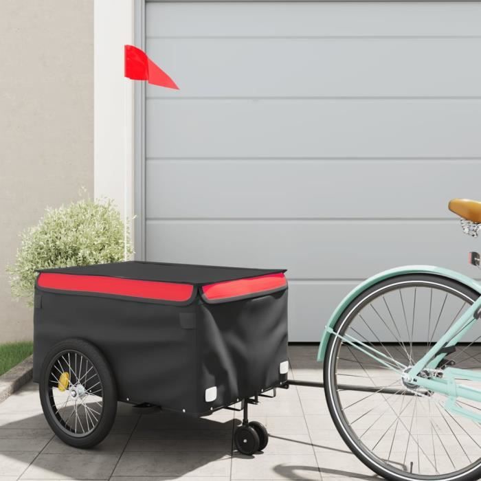 PAL-Remorque de vélo noir et rouge 30 kg fer-PAL94097