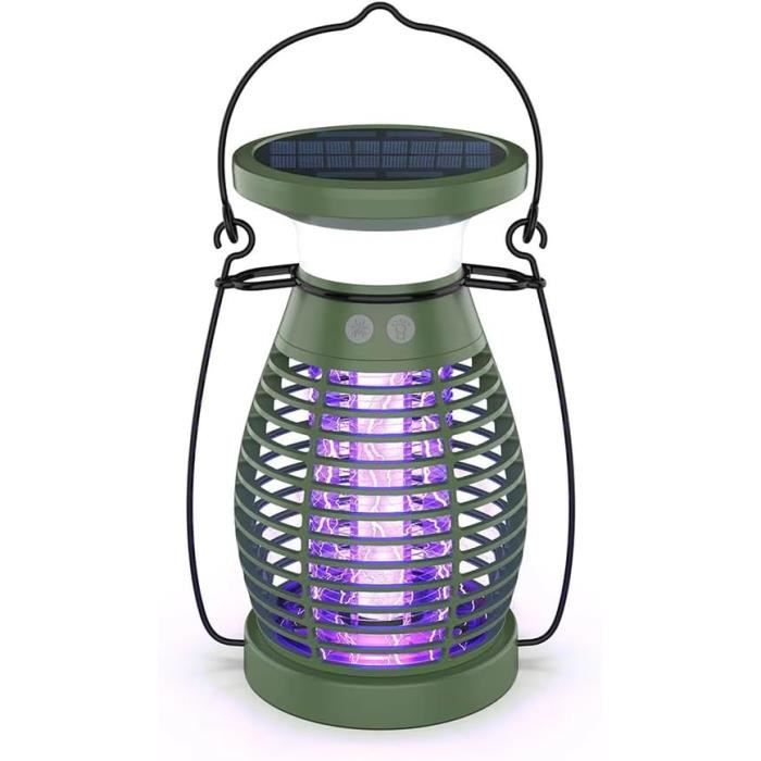 Destructeur D'Insectes Solaire USB Rechargeable - Lampe Anti-Moustiques Étanché IP65 4200V