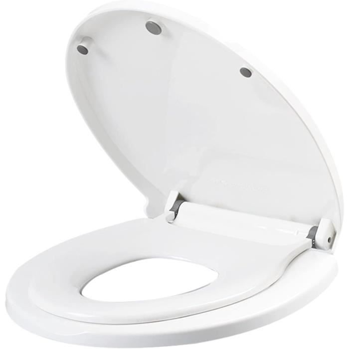 Abattant WC 2 En 1 Familial – Siège Enfant Intégré, Fermeture Douce, Blanc