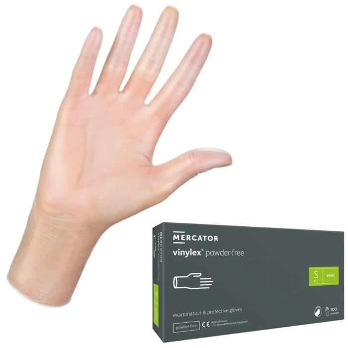Gants Vinyle MERCATOR Taille S - 100 Pièces, Jetables, Sans Latex, Alimentaires
