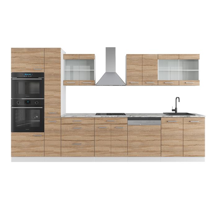 Cuisine Intégrée Vicco R-Line – 350 Cm – Chêne Anthracite – Moderne – Neuve