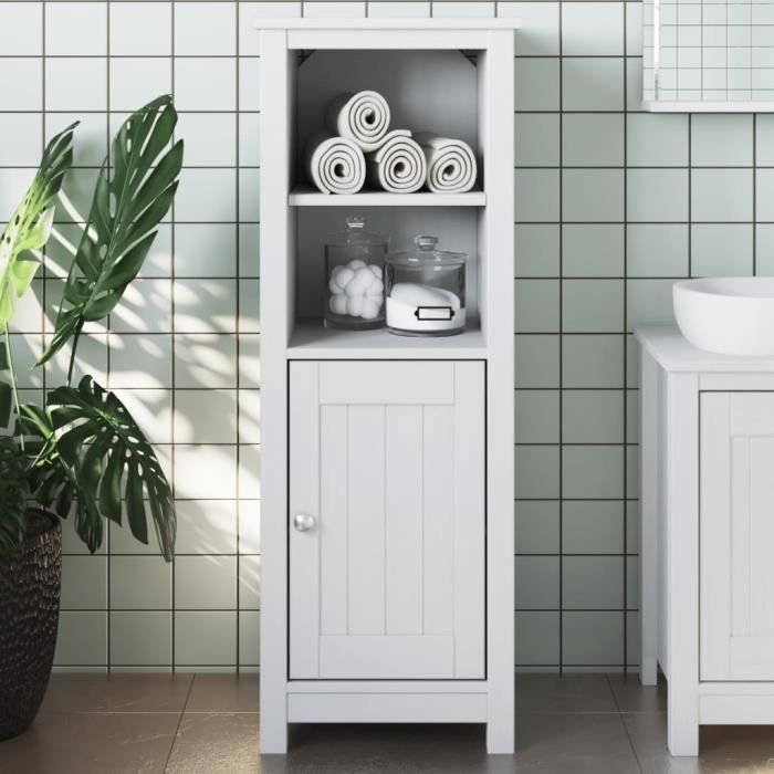 "promo"meuble de salle de bain lmt - armoire de salle de bain berg blanc 40x34x110 cm pin massif 15,12kg