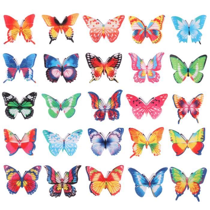 100 Pcs Papillon Gateau Decoration Comestible Colore Gaufrette Papier Papillons Alimentaire Toppers Pour Figurine Decor De Gateau Cdiscount Maison