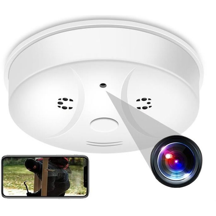 Détecteur de Fumée Caméra Espion FHD 1080P LED IR Vidéo Cachée Mouvement WiFi YONIS Blanc