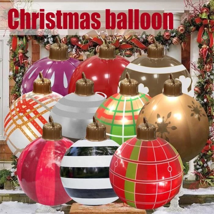 Boule De Noël Gonflable Géante 60 Cm - PVC - Décoration Extérieure, Pelouse, Porte - Sans Lumières Incluses