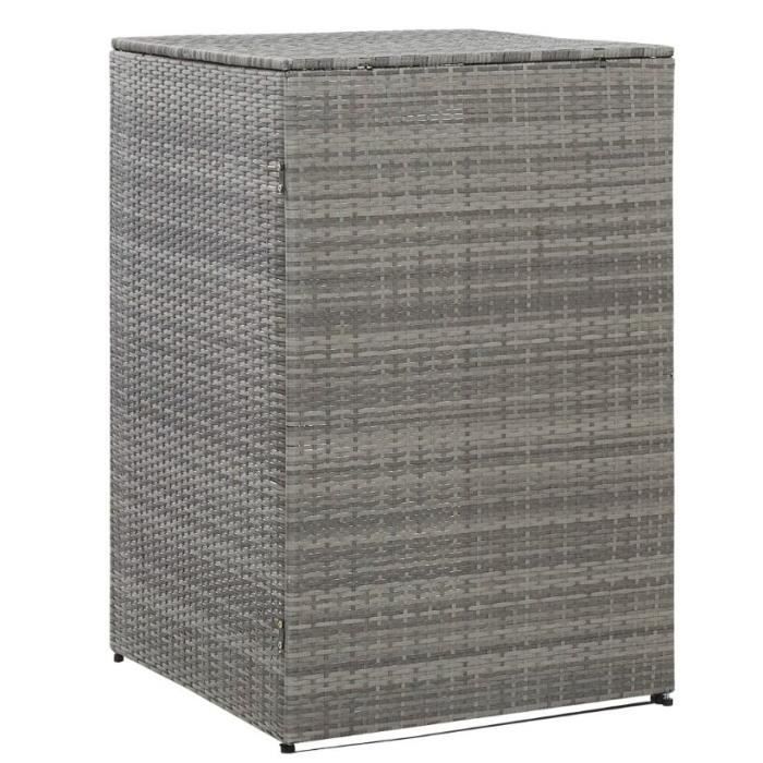 Abri Pour Poubelles Double En Résine Tressée – Noir 140x80x117 Cm – Cache 2 Conteneurs à Roulettes