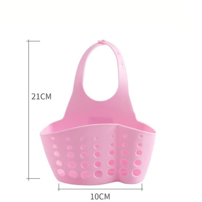 Panier égouttoir Pour évier – Support Couverts, Rose – Plastique, 18x14,5x7 Cm – Rangement Mural Ou Pose