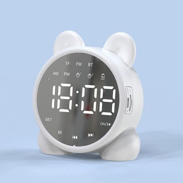 Réveil Bluetooth Avec Haut-Parleur Et Lumière Rétroéclairée - Horloge Numérique Blanche Multifonction
