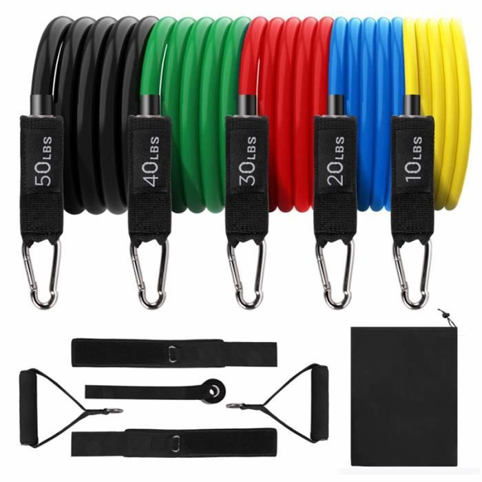 Bandes de Résistance Set Elastiques, Kit de 11 Accessoires Musculation