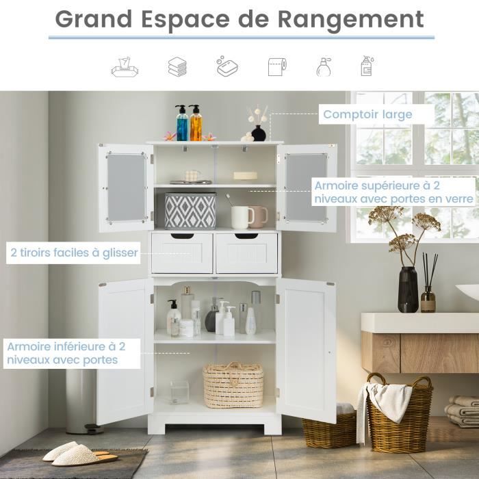 Colonne de cuisine - Grands rangements - 60x200 cm - Chêne