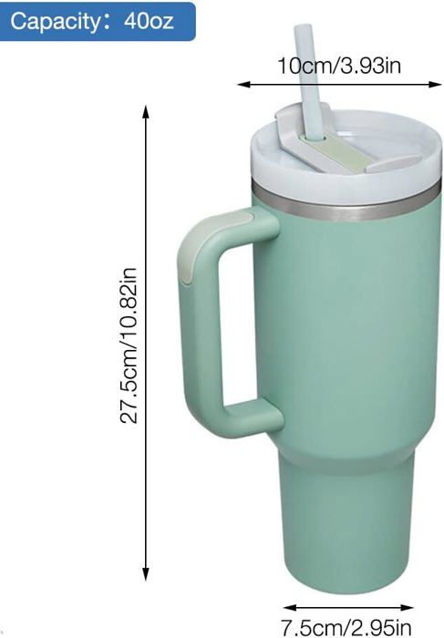 Mug Isotherme avec 2-en-1 Couvercle, 1.2L Thermos Café avec Paille et