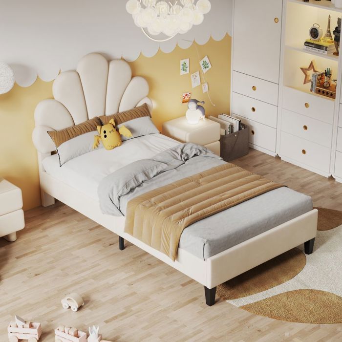 Cadre De Lit Plateforme 1 Personne 90x200 Cm - Style Industriel/rustique, Tête De Lit, Charge 220kg, Sans Sommier Nécessaire