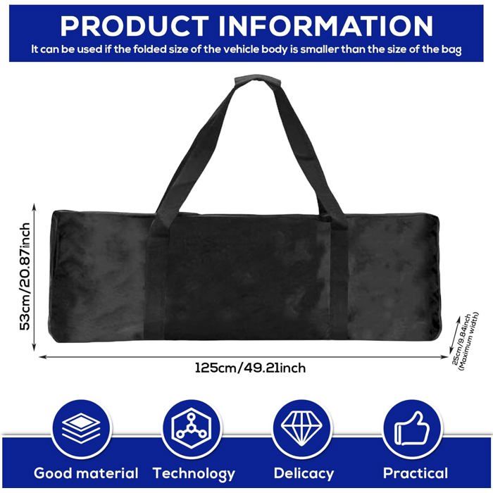 PORFOYO Sac De Transport Pour Scooter électrique – 125x53x25 Cm – Housse Oxford 680D – Portable, Pliable, Hydrofuge – Compatible Xiaomi Segway M365