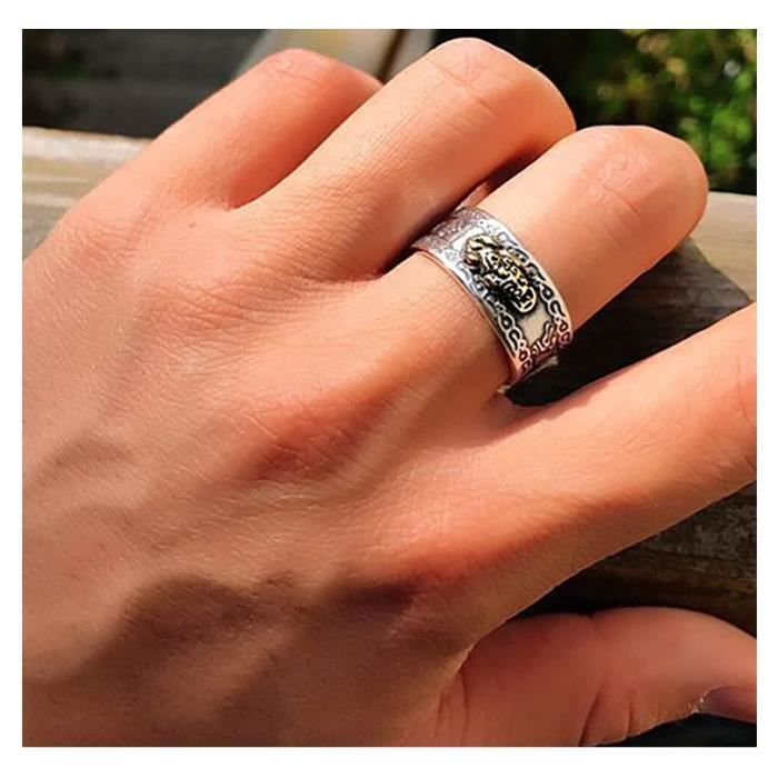2pcs Bague Feng Shui Mantra Bagues de Bonne Chance Bouddhistes en Argent Bijoux Amulet Mantra Protection Richesse Amour Sante Bande Cdiscount Maison