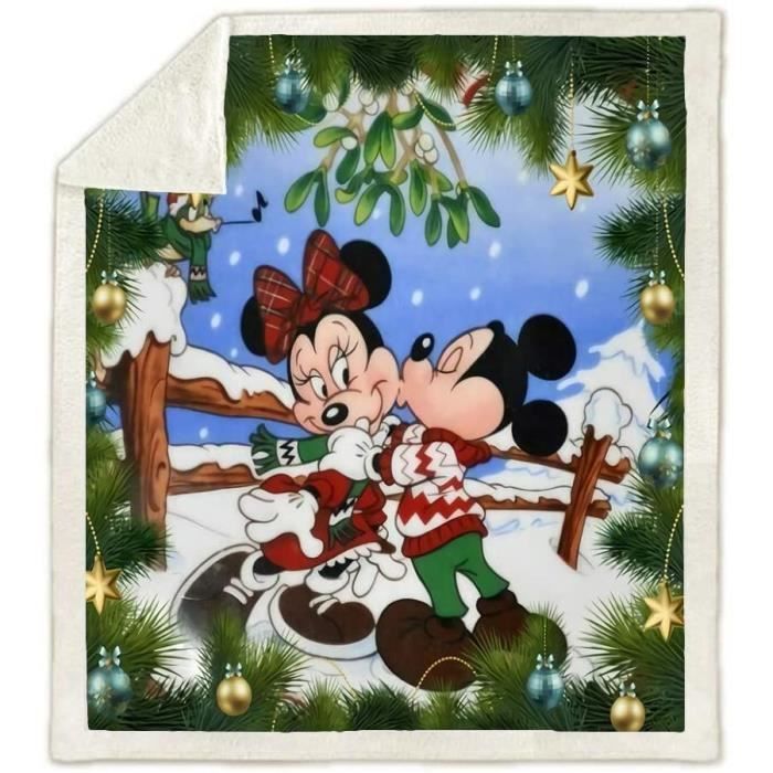 Plaid Mickey Mouse Minnie Noël Couverture de canapé Couverture polaire  moelleuse pour adultes enfants en microfibre pour canapé lit et couverture  en