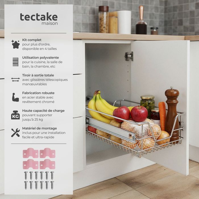 Extensible Tiroir Coulissant Telescopique Pour Placard De Cuisine 30 Cm L X 43 Cm P X 7 Cm H