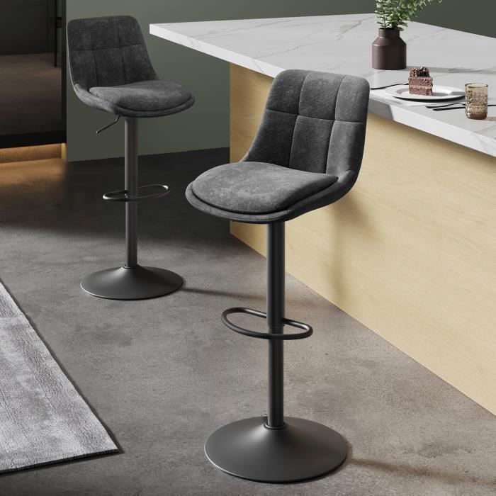 Tabouret De Bar Pivotant Avec Dossier Et 4 Pieds
