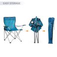 Mondeer Lot de 2 Chaise de Camping Pliable avec Porte-Gobelet, Portable, Extérieure pour Plage,  Voyage, Pêche, Barbecue,  Bleu-2
