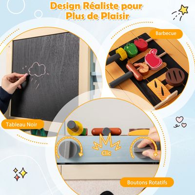 Cuisine Enfant Baby Vivo Gustavo – Bois Blanc – 89 X 84 X 39 Cm – Avec Four, évier, Frigo – Dès 3 Ans